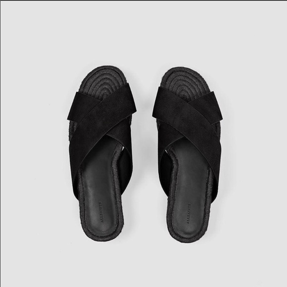 All Saints | NWOB Black Leather Platform Sandals - Picture 2 of 11